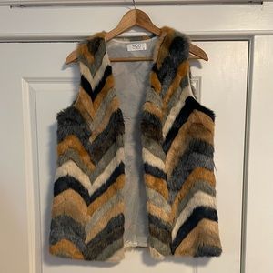 NWT Faux Fur Chevron Vest